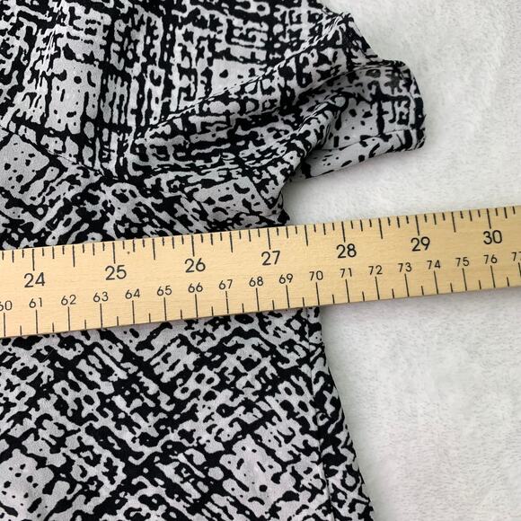 Worhtington Womens 3X Blouse Semi Sheer Black White Flowy Tunic Short Sleeve - Picture 6 of 7